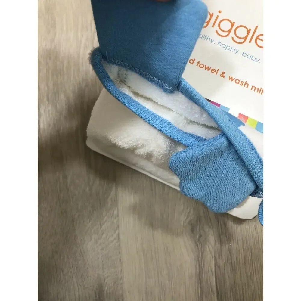 giggle Cloud Single Hooded Towel and Wash mitt Set